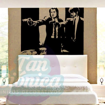 CINE-Y-TV-2 Cine y TV 2 Vincent Vega y Jules Winnfield en Pulp Fictio, película de tarantino, Vinilo Adhesivo Decorativo, Sticker, DEcowall.