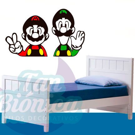 CINE-Y-TV-20 Mario Bros y Luiggi, Vinilo Adhesivo Decorativo, sticker baratos y económicos, decoración para paredes. videojuego