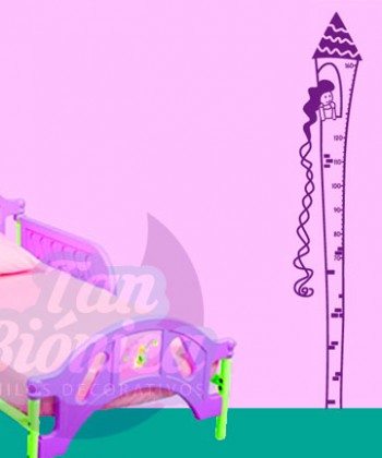 Medidores Infantiles de castillo princesa Rapunzel. Vinilo Adhesivo Decorativo para niños, niñas, bebés. DECORACIÓN.