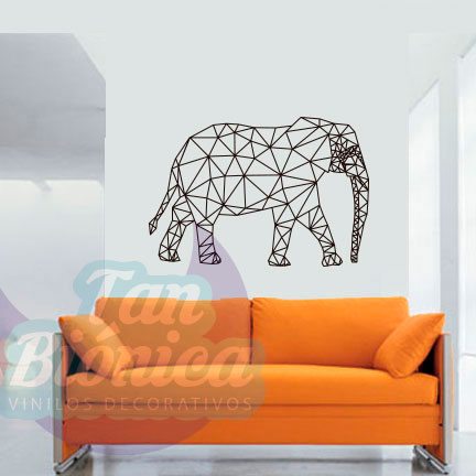 OR9 Elefante ornamental, líneas y geométrico. Vinilo Adhesivo Decorativo. Sticker. Empavonados, Fotomurales. Decoración.