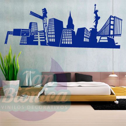 URBANO12 Ciudad de New York, adhesivo decorativo vinilo, sticker para paredes, empavonados y fotomurales.
