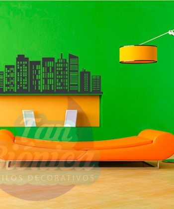 Edificios ciudad adhesivos decorativos vinilos stickers para las paredes, empavonados y fotomurales