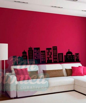 Edificios ciudad adhesivos decorativos vinilos stickers para las paredes, empavonados y fotomurales