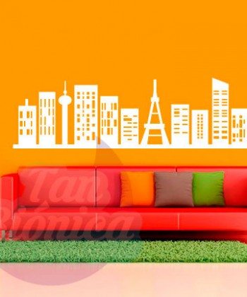 Edificios ciudad adhesivos decorativos vinilos stickers para las paredes, empavonados y fotomurales