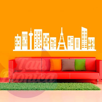 URBANO24 Edificios ciudad adhesivos decorativos vinilos stickers para las paredes, empavonados y fotomurales