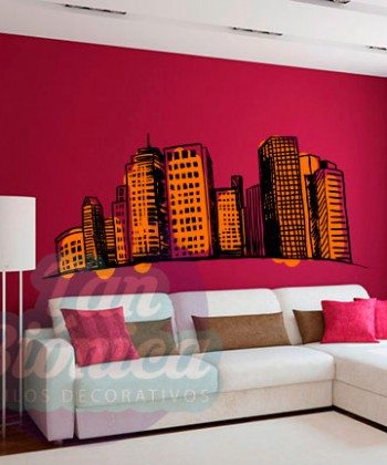 Edificios ciudad adhesivos decorativos vinilos stickers para las paredes, empavonados y fotomurales