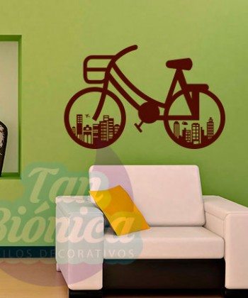 Bicicleta Edificios ciudad adhesivos decorativos vinilos stickers para las paredes, empavonados y fotomurales