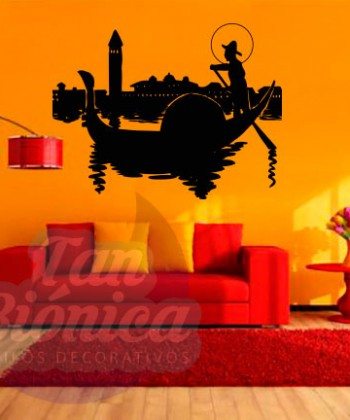 Góndola en Venecia. adhesivo decorativo vinilo, para las paredes, urbano