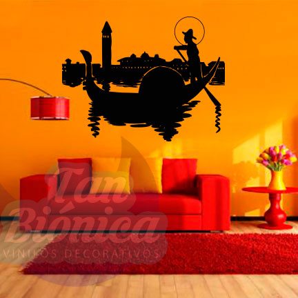 URBANO31 Góndola en Venecia. adhesivo decorativo vinilo, para las paredes, urbano