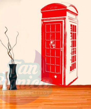 Cabina telefónica inglesa adhesivo decorativo, sticker urbano para las paredes mubles, hogar. Decoración.