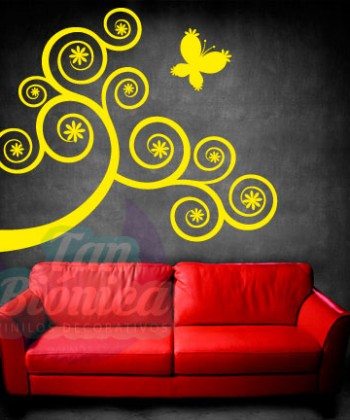 Árbol rama de colores, hojas vinilo adhesivo decorativo empavonados fotomurales diseño y decoración