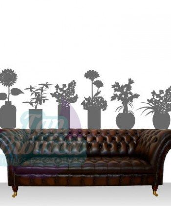 Plantas en macetero, maravillas, girasol, vinilo adhesivo decorativo tanbionica, chile, fotomurales y empavonados