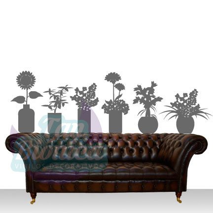 flora62 Plantas en macetero, maravillas, girasol, vinilo adhesivo decorativo tanbionica, chile, fotomurales y empavonados