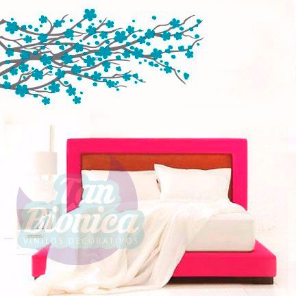 flora72 Rama de árbol con hojas de color, Adhesivo Vinilo Decorativo para las paredes o muebles de tu pieza, living, comedor, cocina-