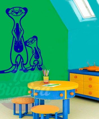 Suricatas de la selva, vinilo adhesivo decorativo infantil para niños y niñas, animales, sticker.
