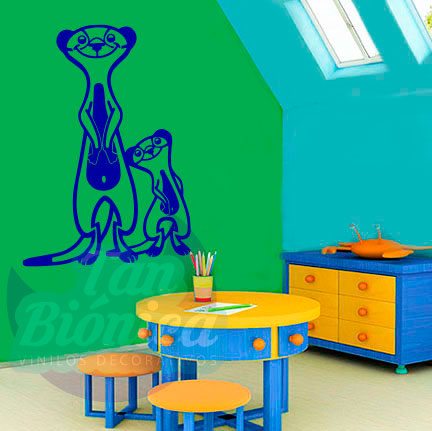 infantil15 Suricatas de la selva, vinilo adhesivo decorativo infantil para niños y niñas, animales, sticker.