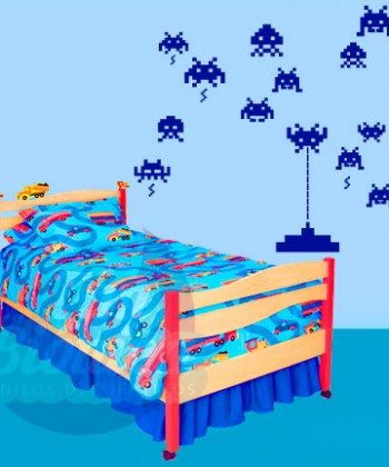 Space invaders, videojuego, video juego, niño, bebé, super héroe, infantil adhesivo decorativo, sticker, vinilo para las paredes
