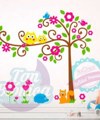 Árbol infantil con animales adhesivo vinilo decorativo para niños o niñas, bebés