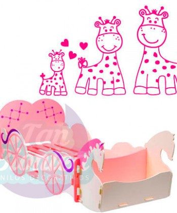 Familia de jirafas, niño, bebé, niña infantil adhesivo decorativo, sticker, vinilo para las paredes
