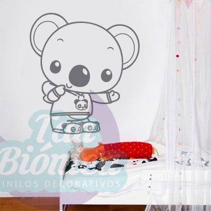 infantil25 Koala con pantuflas de oso panda, infantil, niño, niña, bebé, adhesivo vinilo decorativo