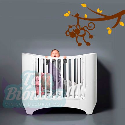 infantil26 Mono colgando de rama, infantil, selva, niño niña bebé, Vinilo Adhesivo Decorativo, Sticker empavonado, fotomurales