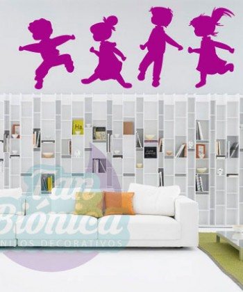 Niños jugando, vinilo adhesivo decorativo infantil, niño niña bebés para las paredes