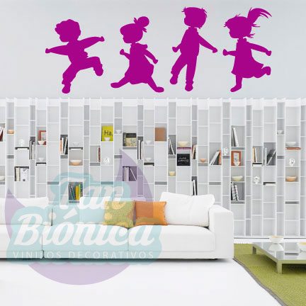 infantil27 Niños jugando, vinilo adhesivo decorativo infantil, niño niña bebés para las paredes