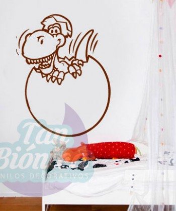 Dinosaurio saliendo del cascarón, vinilo adhesivo sticker decorativo para niño, niñas, diseño infantil