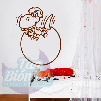 infantil37 Dinosaurio saliendo del cascarón, vinilo adhesivo sticker decorativo para niño, niñas, diseño infantil