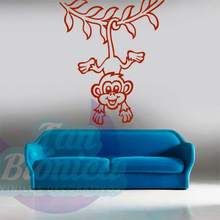 infantil48 Mono colgando de una liana adhesivo decorativo de animales, infantiles vinilos