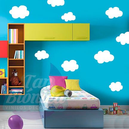 infantil8 Nubes, infantil niño niña bebé para habitación, Adhesivos Decorativos Vinilo Sticker para paredes. Empavonados y fotomurales