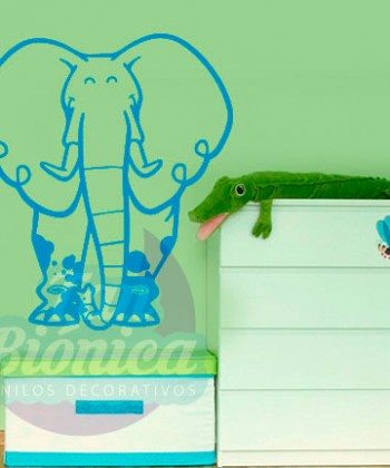 Elefante de la selva, vinilo adhesivo decorativo infantil para niños y niñas, animales, sticker.