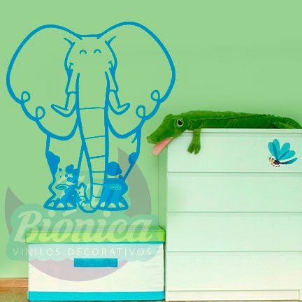 infantil9 Elefante de la selva, vinilo adhesivo decorativo infantil para niños y niñas, animales, sticker.