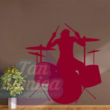 SILUETAS14 Vinilos Adhesivos decorativos, stickers, empavonados y fotomurales. Baratos y económicos, Pegatinas para las paredes. Músico, baterista, bateria