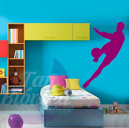 SILUETAS16 Vinilos Adhesivos decorativos, stickers, empavonados y fotomurales. Baratos y económicos, Pegatinas para las paredes. Jugador de fútbol, futbolista.
