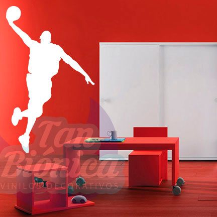 SILUETAS17 Vinilos Adhesivos decorativos, stickers, empavonados y fotomurales. Baratos y económicos, Pegatinas para las paredes. Jugador de básquetbol, basquetbolista