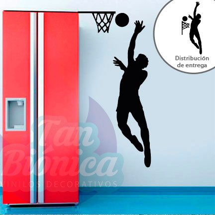 SILUETAS22 Vinilos Adhesivos decorativos, stickers, empavonados y fotomurales. Baratos y económicos, Pegatinas para las paredes. Jugador de básquetbol, basquetbolista